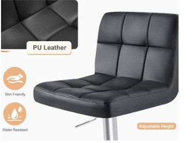 Bar Stool PU Leather Bar Chairs Swivel Barstools Rolling Stool Vanity Chair Kitchen Counter Height Island Chairs Swivel Stool with Footrest for Home Office Studio Shop SPA Salon