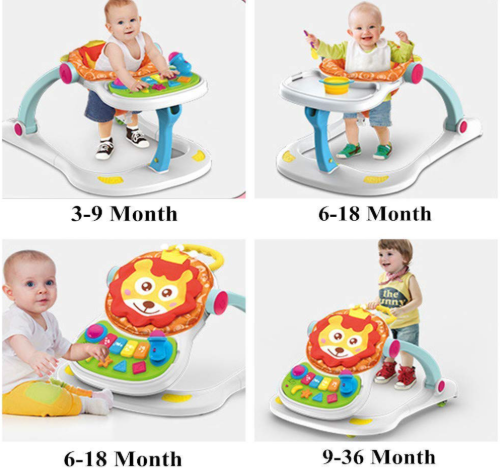 Activity Walker Sit-to-Stand,Walking Toy 4 in 1 Foldable Toddler Stand Learning Stroller, Bouncer and Walker,Early Educational Child Activity Center,Toys Gift for Toddler Boys Girls