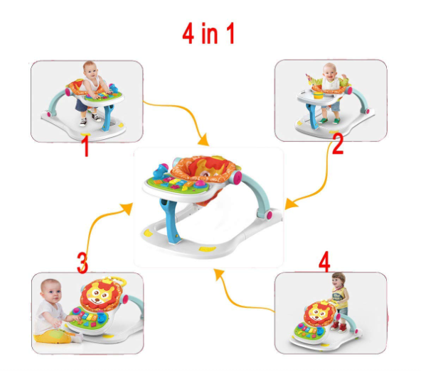 Activity Walker Sit-to-Stand,Walking Toy 4 in 1 Foldable Toddler Stand Learning Stroller, Bouncer and Walker,Early Educational Child Activity Center,Toys Gift for Toddler Boys Girls