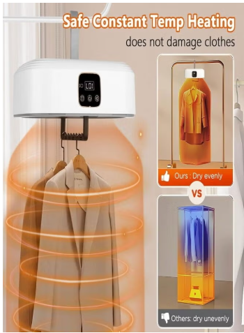 Portable Clothes Dryer with Remote Control – Electric Garment Drying Machine, Wardrobe Style Folding Dryer, Fast Drying & Dehumidifier, Energy Saving Laundry Dryer for Clothes, Towels & Baby Clothes