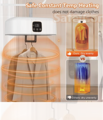 Portable Clothes Dryer with Remote Control – Electric Garment Drying Machine, Wardrobe Style Folding Dryer, Fast Drying & Dehumidifier, Energy Saving Laundry Dryer for Clothes, Towels & Baby Clothes