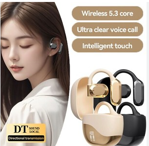Wireless Bluetooth earbuds.OWS hanging ear Bluetooth headset, wireless bone conduction Bluetooth headset, waterproof noise-cancelling sports headset, beautiful sound quality. (M62 Apricot)