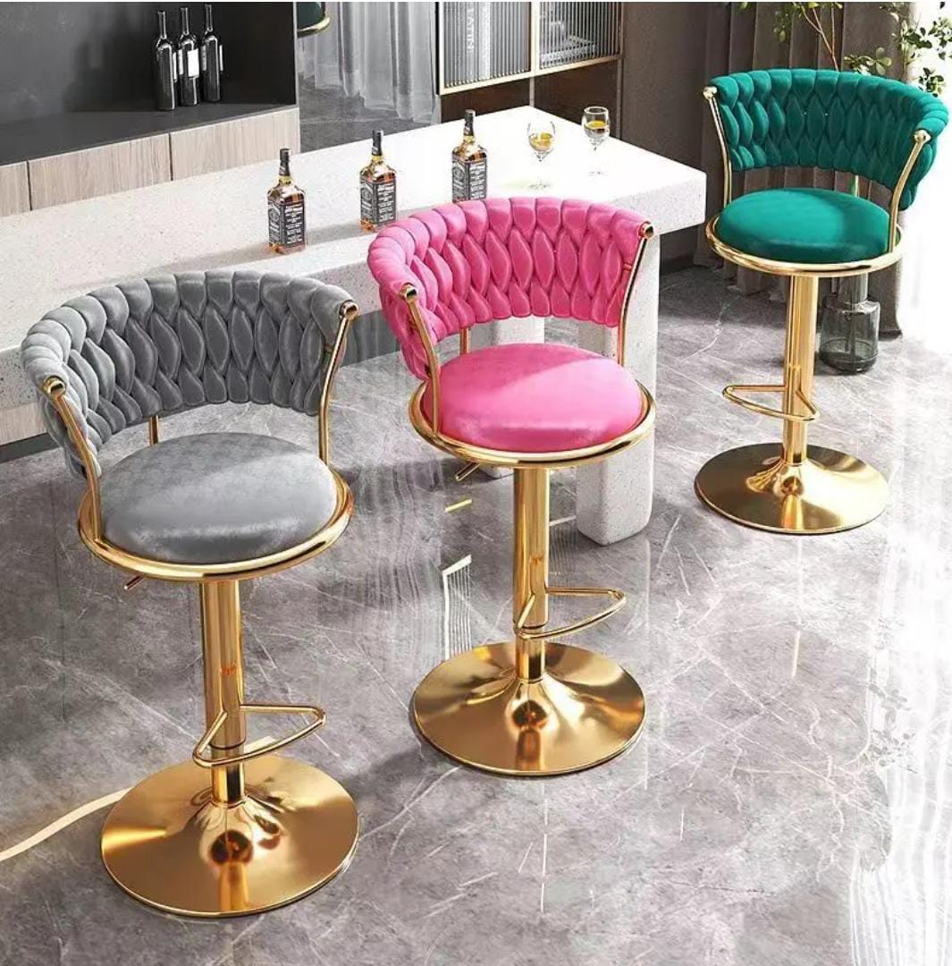 Different Color Bar Stool Beige High Kitchen Home Light Office use Backrest Iron Island Chair