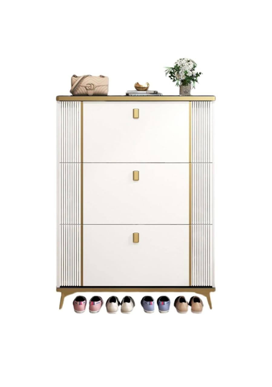 Wooden Shoe Rack to Organize the Shoes – Sturdy Shoe Cabinet with Wide Storage Capacity (Shoe Wardrobe New - White)