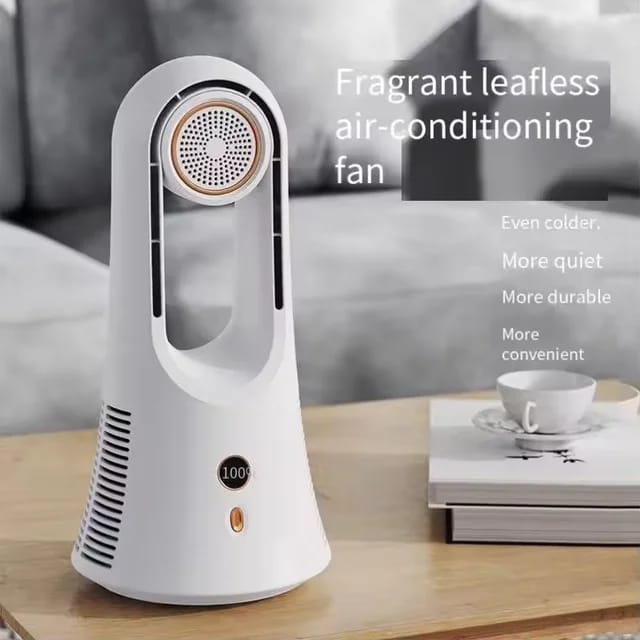 Desk Bladeless Fan 6 Speeds Small Desktop Fan with Power Display Tablet