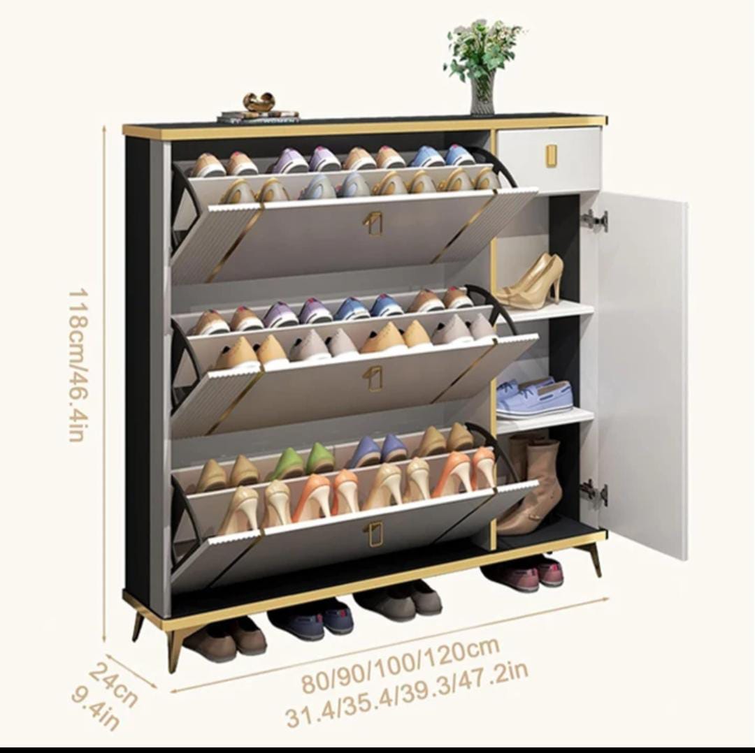 Shoe Storage Cabinet for Entryway Slim, Shoe Cabinet with 3 Flip Drawers, Entryway Shoe Storage Cabinet for Home and Apartment