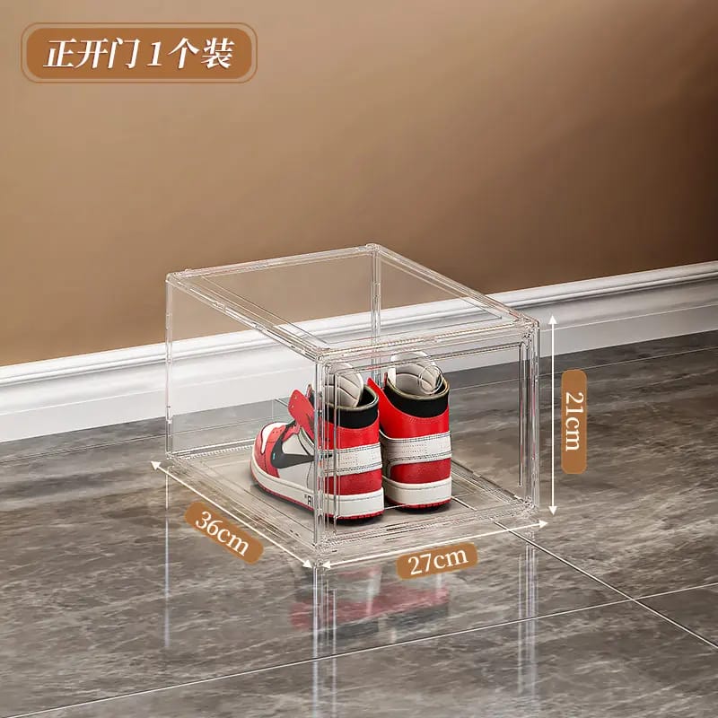 Shoe Display Case, Shoe Storage Boxes Clear Acrylic Shoe Box Stackable Shoe Storage Sneakerheads Plastic Shoe Contianer with Magnetic (10 box)