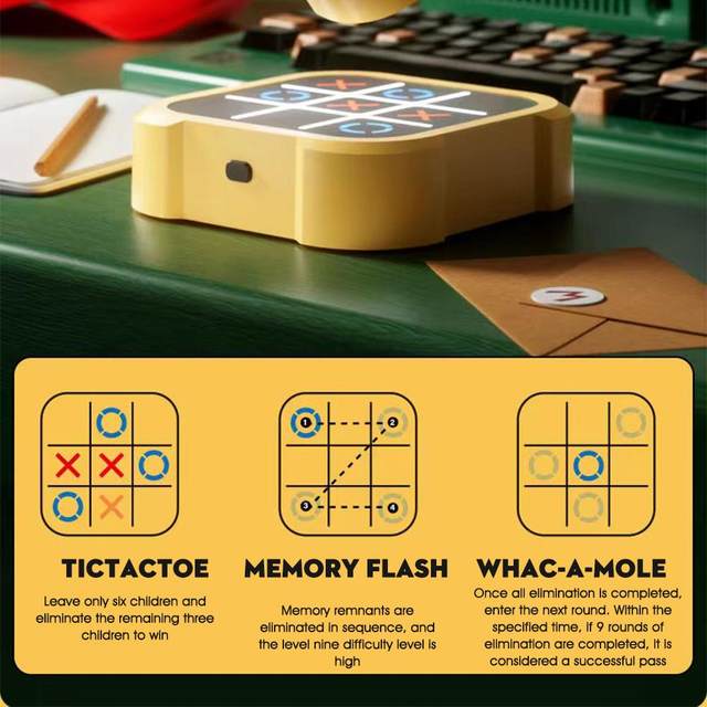 Tic-tac-toe Game 3 in 1 Handheld Puzzle Game Console Portable Travel Games for Educational and Memory Growth