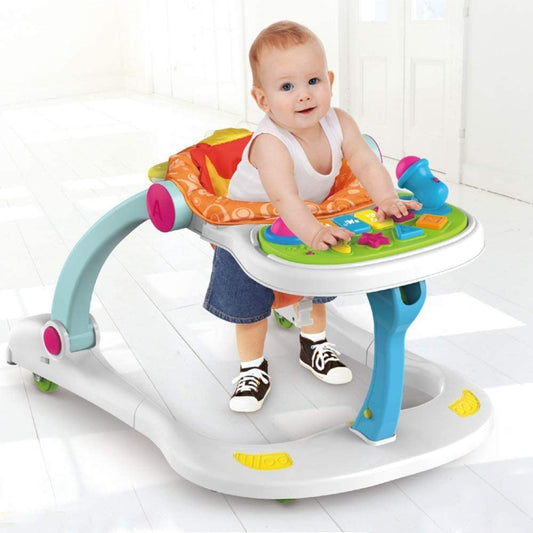 Activity Walker Sit-to-Stand,Walking Toy 4 in 1 Foldable Toddler Stand Learning Stroller, Bouncer and Walker,Early Educational Child Activity Center,Toys Gift for Toddler Boys Girls