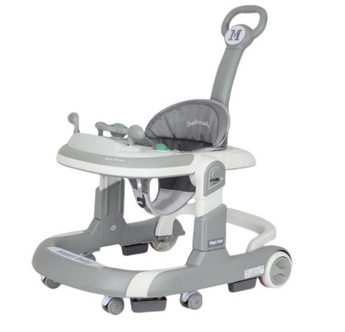 Baby Walker,3 in 1 Multifunctional Learning Walker,Seat or Push Behind,Infant Activity Center w/Music & Steering Wheel,