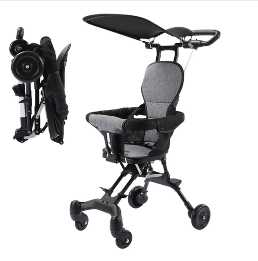 Kids Stroller, Compact Baby Stroller, Lightweight Travel Stroller with Adjustable Handles and Backrest, Foldable Child Stroller for 1-3 Years