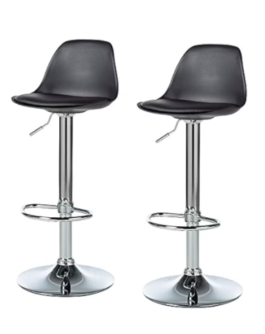 Decoration Swivel High Chair Bar Stool Adjustable Up Down Stainless Steel Base Office Restaurant Furniture (Black 1 Pc)