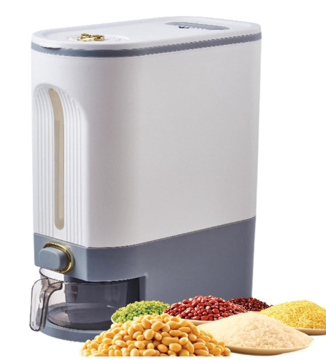 Grain Dispenser - Dampproof Cereal Rice Food Storage Containers,Food Dispenser Kitchen Organization With Time Pointer Measuring Cup for Kitchen Soybean Corn