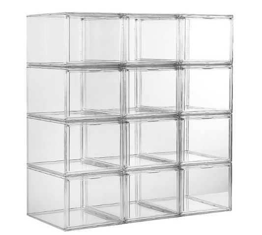 Shoe Display Case, Shoe Storage Boxes Clear Acrylic Shoe Box Stackable Shoe Storage Sneakerheads Plastic Shoe Contianer with Magnetic (10 box)