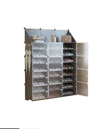 Shoe cabinet ,Freestanding Shoe Rack with Visual Door, Stackable, with Storage Rack Shoe Cabinet