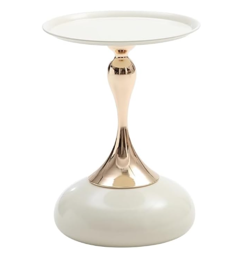 Modern Metal End Table, Round Side Table,coffee table,Nightstand for Bedside or Sofa, Small Space Luxury Decorative Table for Living Room Bedroom Patio, Small Bar Pub Table (White)