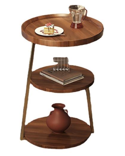 3-Tier End Table, Sofa Side Table, Movable Nightstand, Modern Corner Table, Tea Cabinet for Living Room, Bedroom, Office & Balcony, Easy to Assemble (Gold Frame)