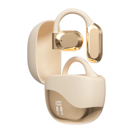 Wireless Bluetooth earbuds.OWS hanging ear Bluetooth headset, wireless bone conduction Bluetooth headset, waterproof noise-cancelling sports headset, beautiful sound quality. (M62 Apricot)