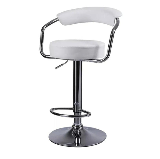 Adjustable Counter Height Swivel Barstools with Low Back with footrest, and Swivel 360 with Premium Silver Base